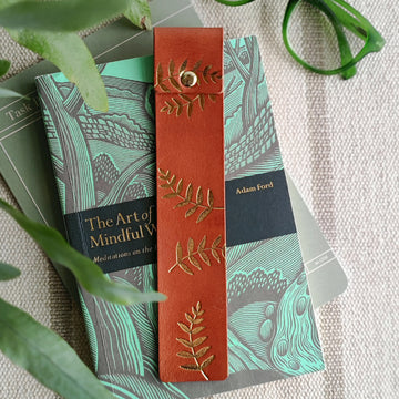 Gold botanical leather bookmark