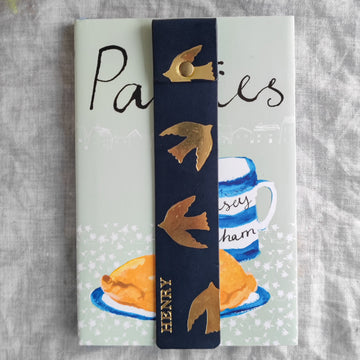 Navy and gold bookmark 