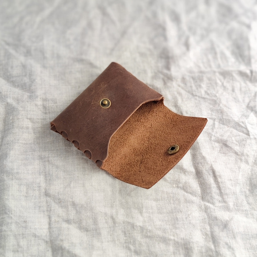 Brown Oiled Leather Interlocked Purse- Seconds Sale