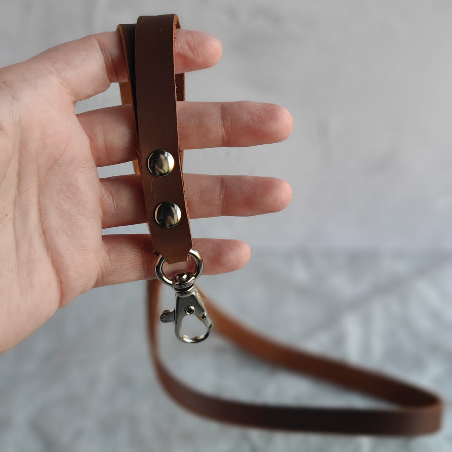 Brown Oiled Leather Personalised Lanyard