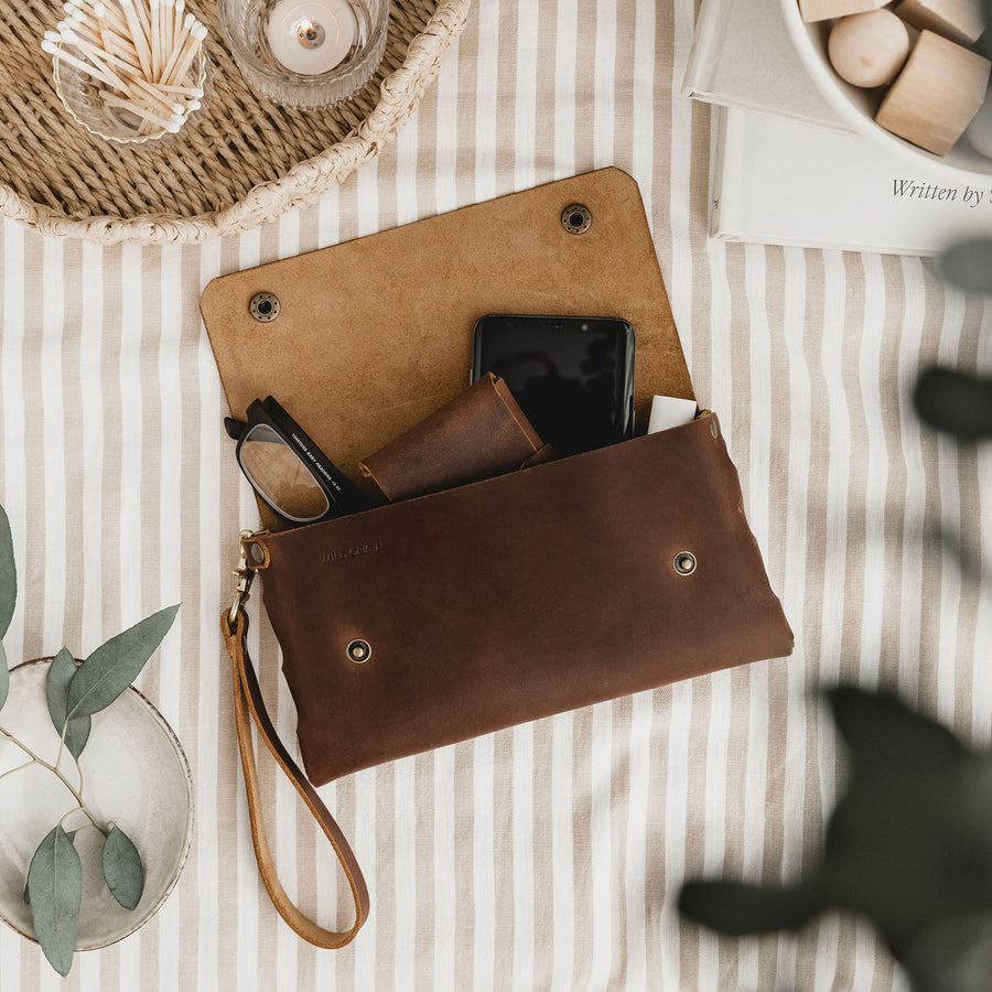 Brown Ox Leather Clutch
