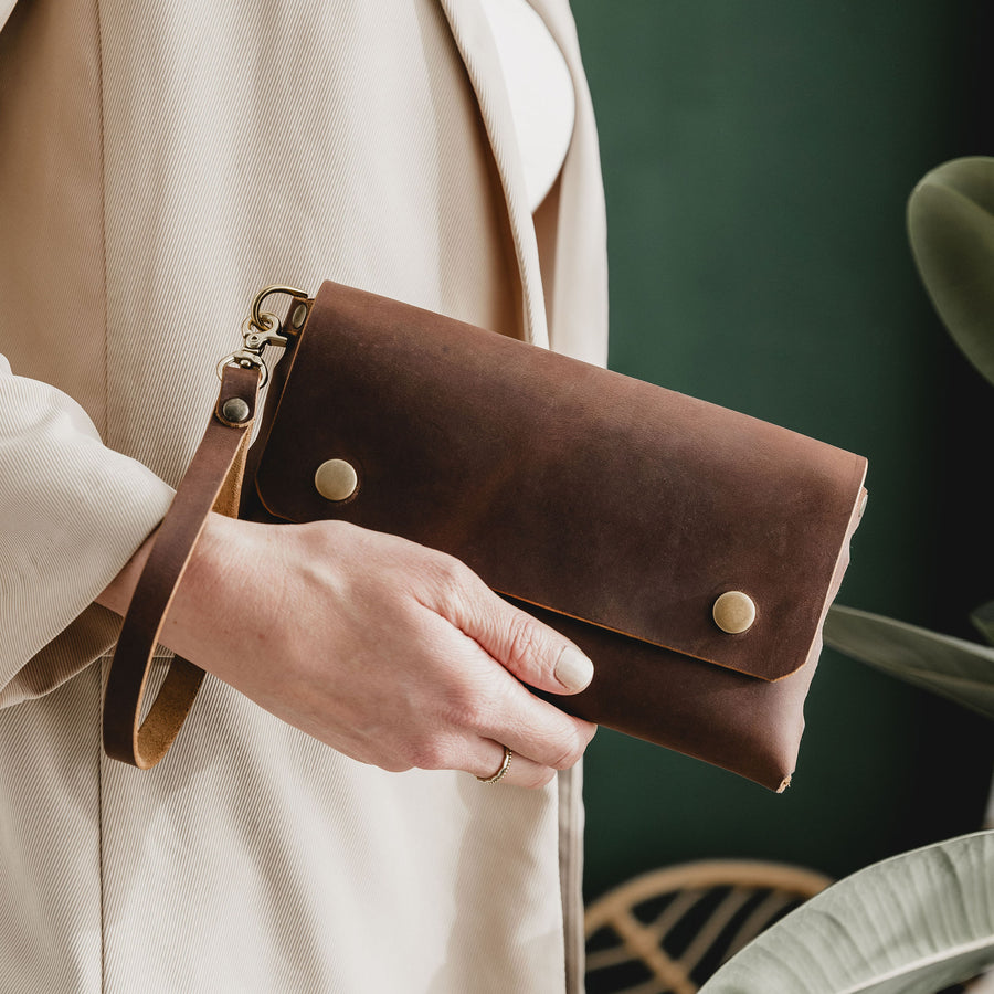 Brown Ox Leather Clutch