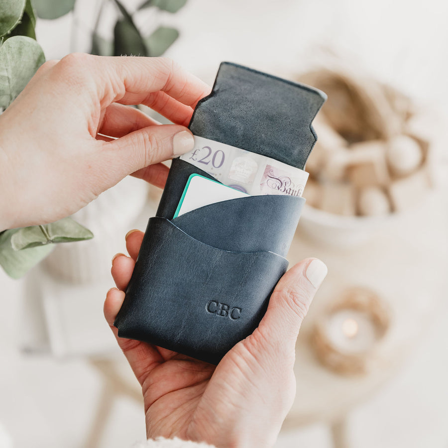 Navy Grey Interlocked Wallet