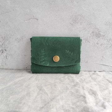 Green Botanical Oiled Leather Interlocked Purse-Not Personalised -Seconds Sale