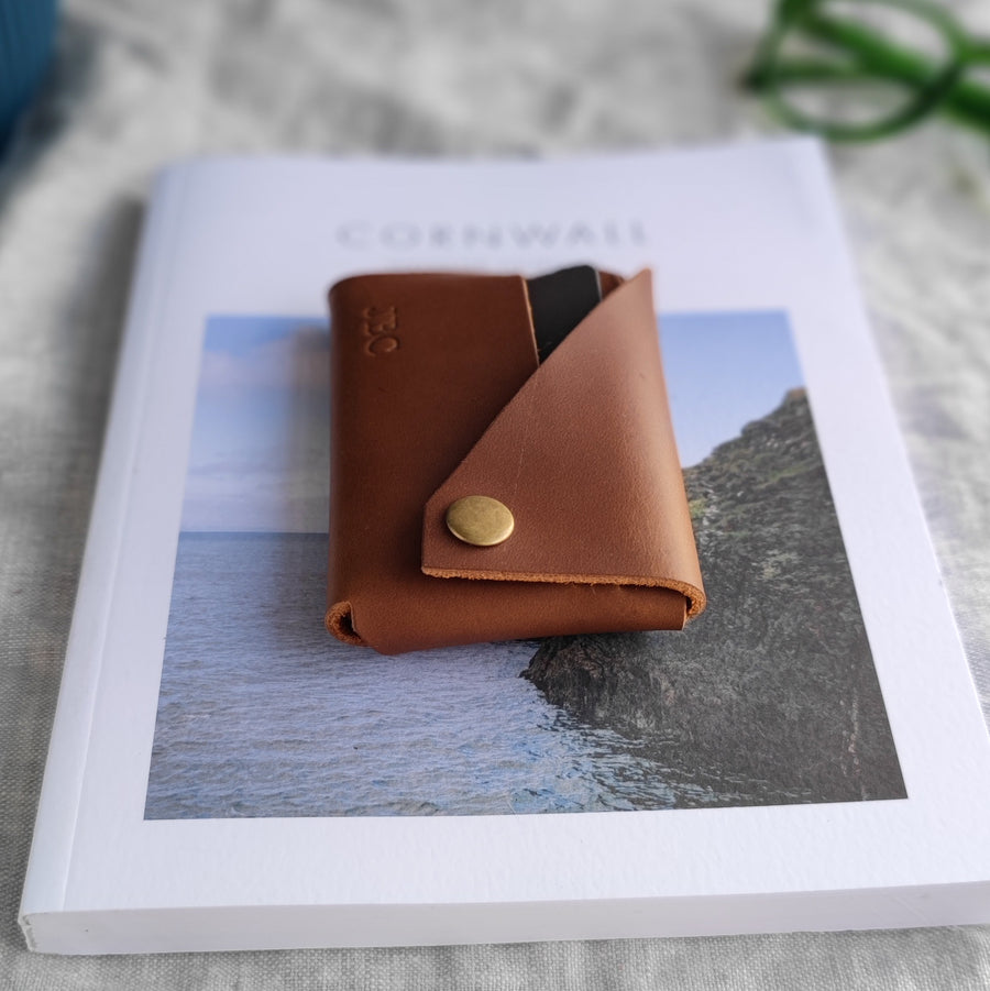 tan leather wallet side photo 