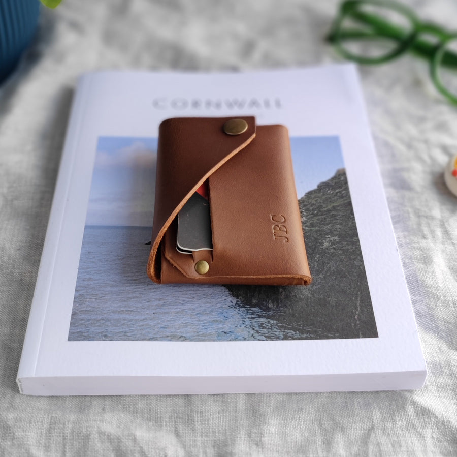 tan leather wallet side photo 