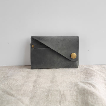 Grey Oiled Leather Wallet, non personalised- SLIGHT SECONDS SALE ITEM