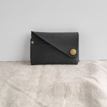 Black Oiled Leather Wallet, non personalised- SLIGHT SECONDS SALE ITEM