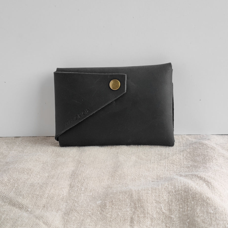 Black Oiled Leather Wallet, non personalised- SLIGHT SECONDS SALE ITEM