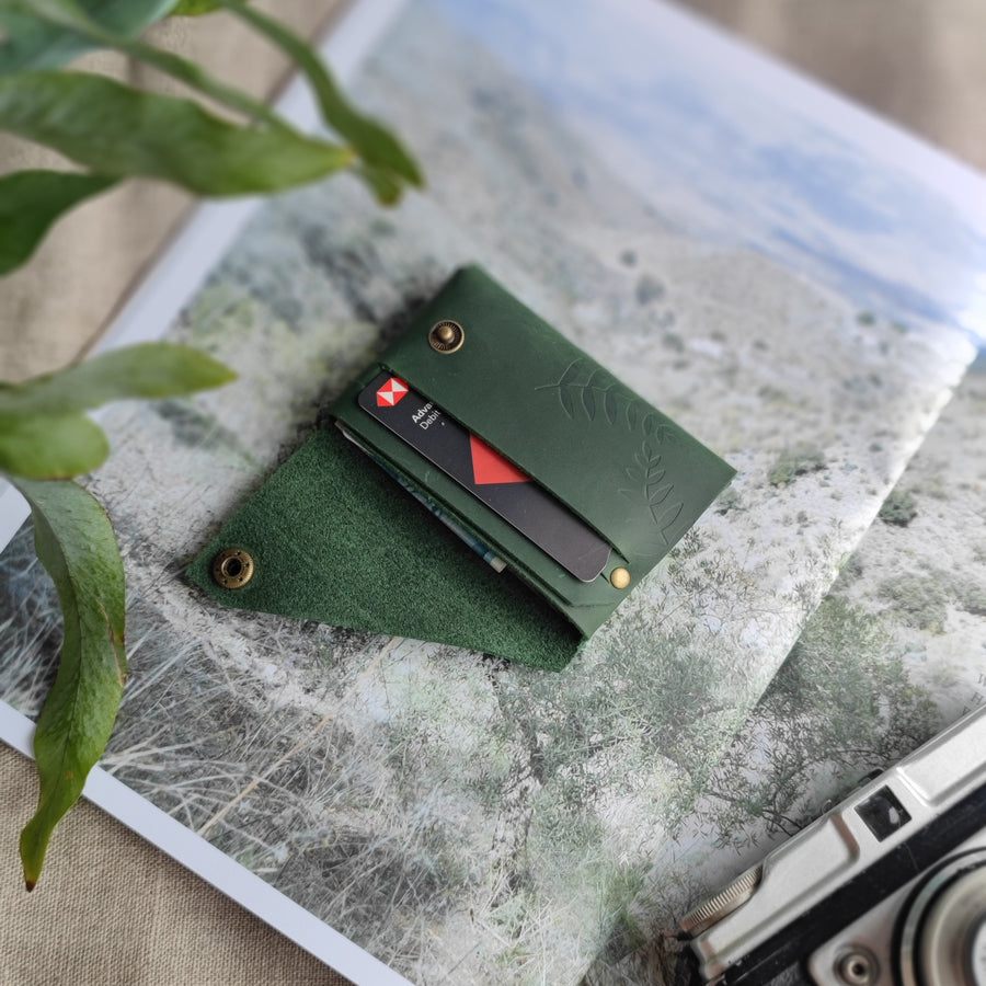 open botanical leather wallet 