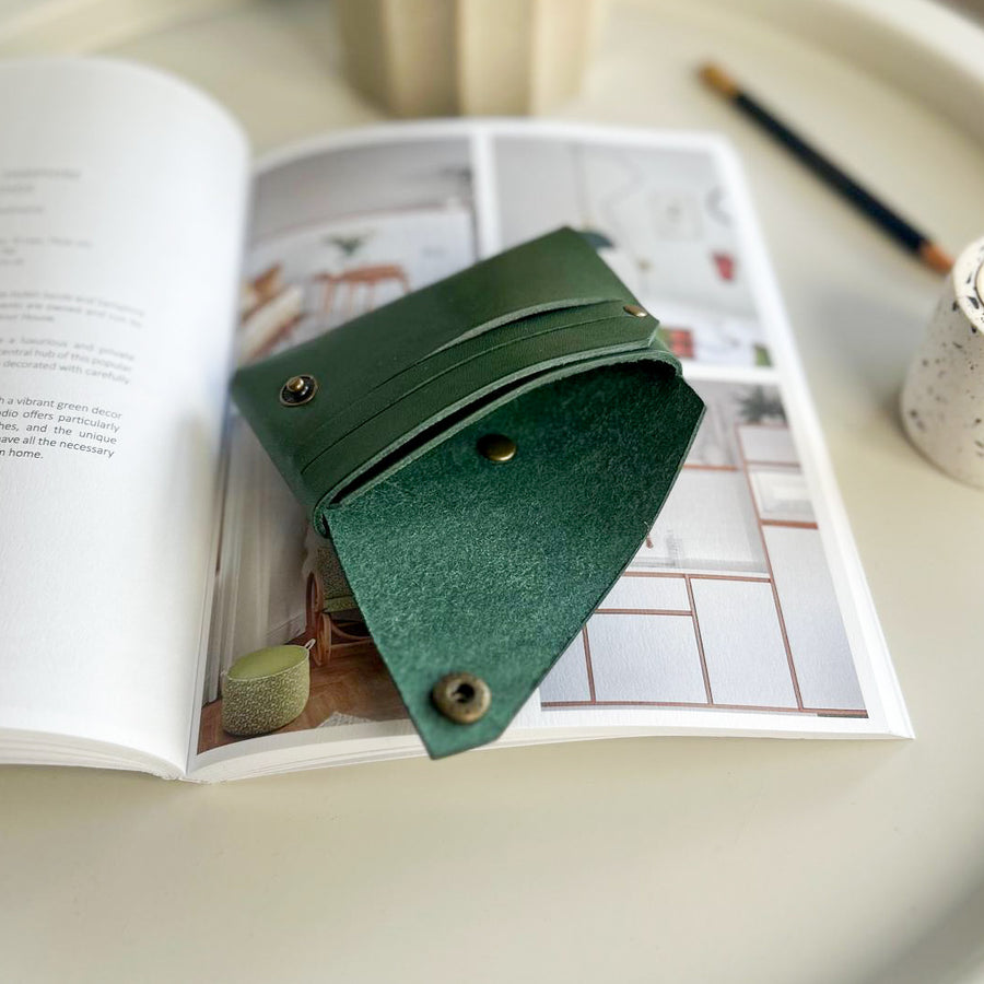 Green Veg Tan Leather Wallet