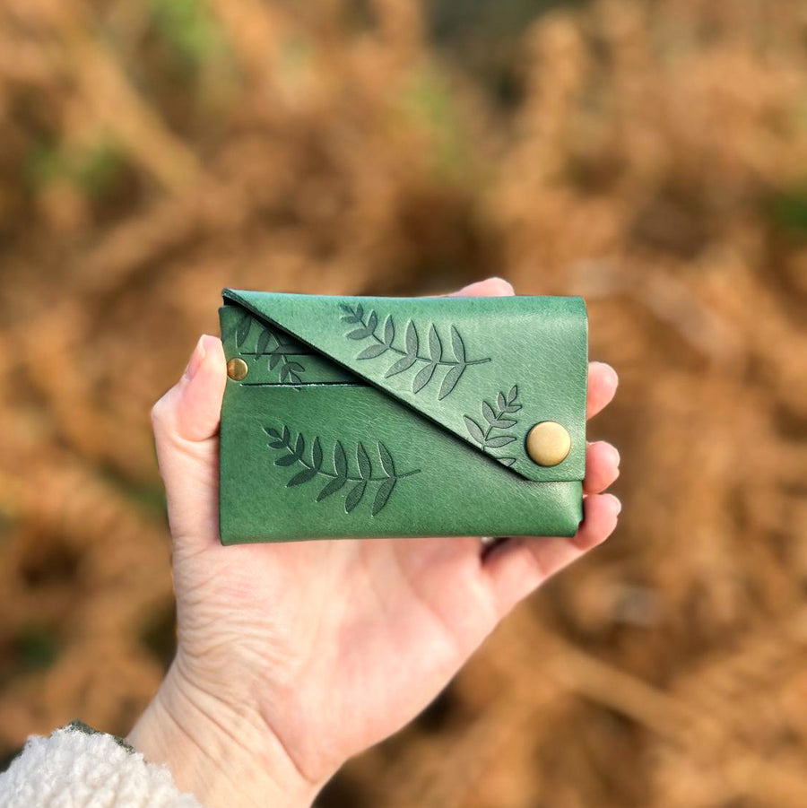 Green Botanical Veg Tan Leather Wallet