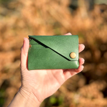 Green Veg Tan Leather Wallet
