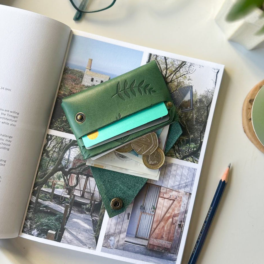 Green Botanical Veg Tan Leather Wallet