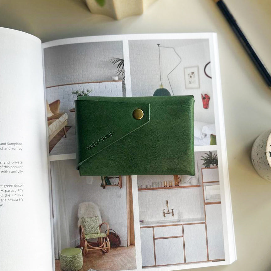 Green Veg Tan Leather Wallet