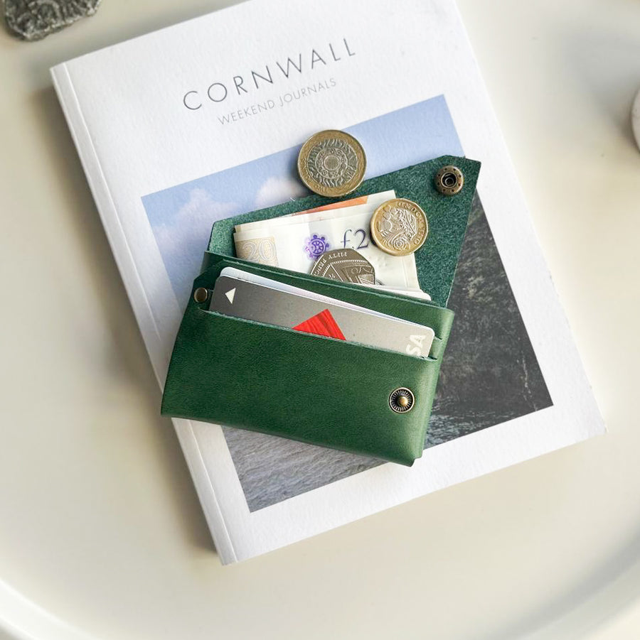 Green Veg Tan Leather Wallet