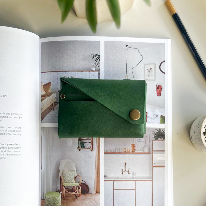 Green Veg Tan Leather Wallet