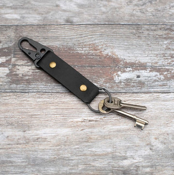 black leather keyring