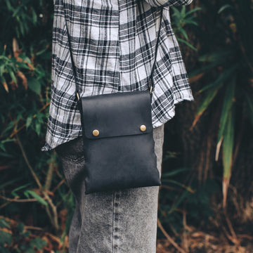 black leather crossbody bag