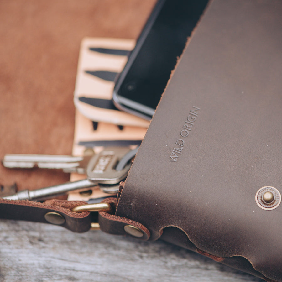 Brown interlocked leather handbag 