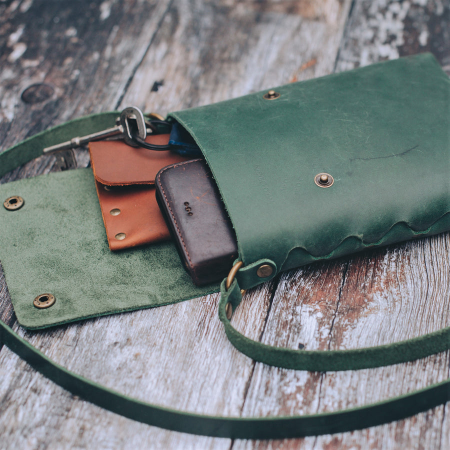 green leather crossbody 