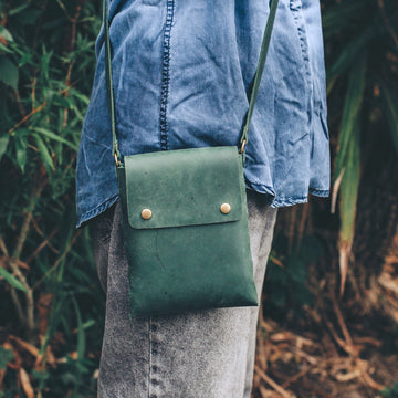 green leather crossbody 