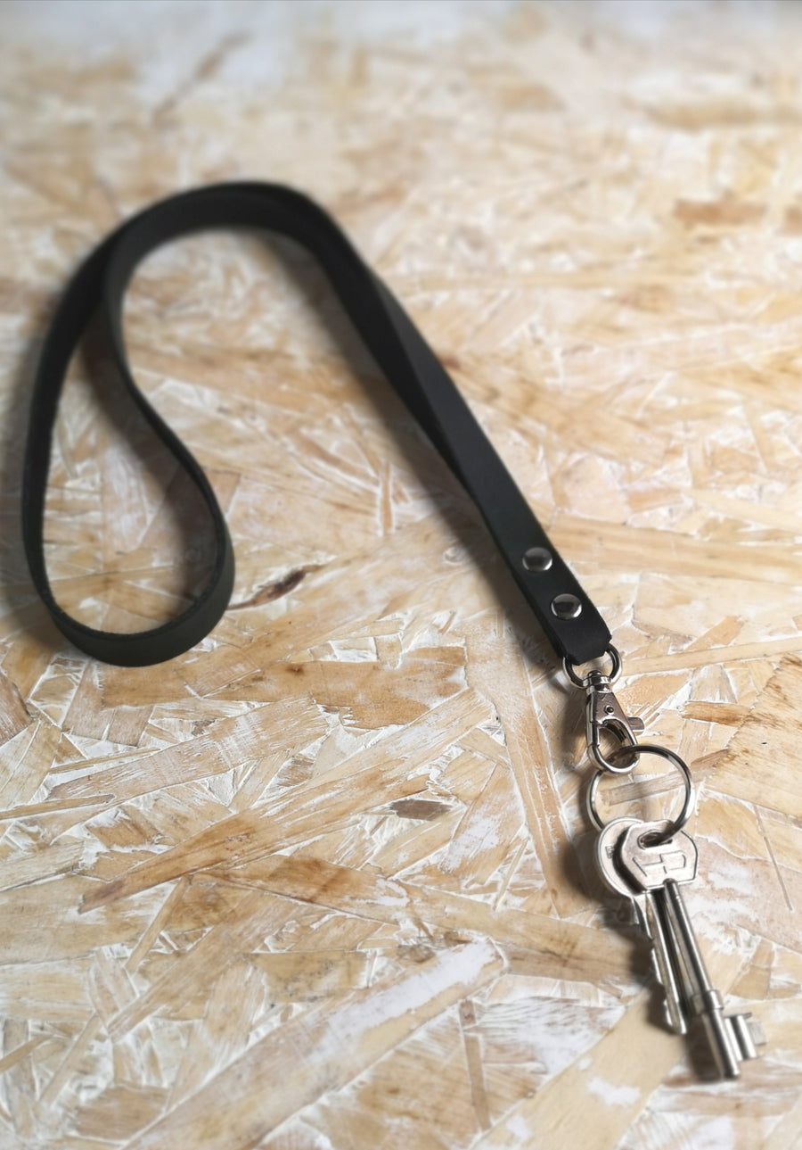 Black Oiled Leather Lanyard - Wild Origin