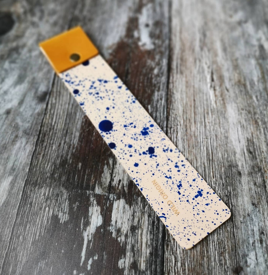 Yellow and Blue splat Leather Bookmark - Wild Origin