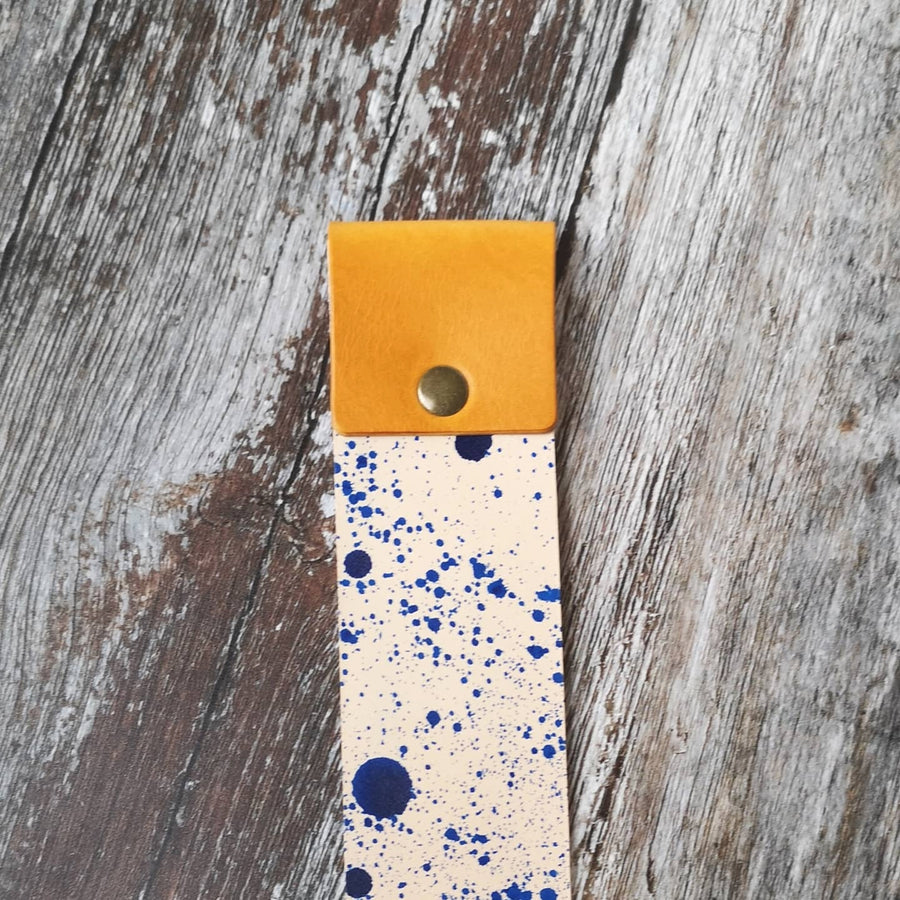 Yellow and Blue splat Leather Bookmark - Wild Origin