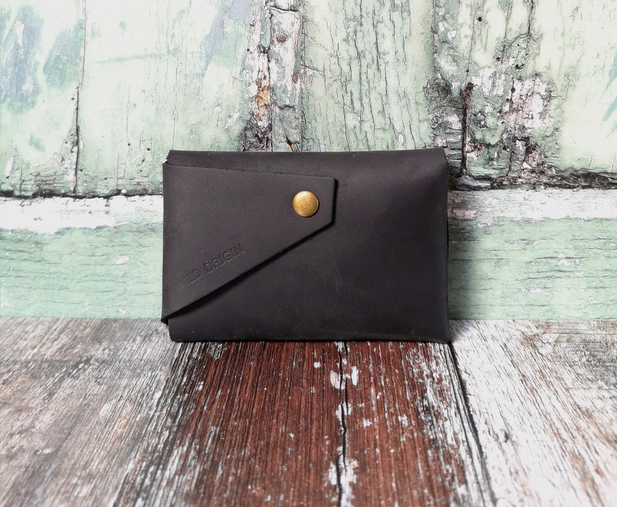 Black Oiled Leather Card Holder - Wild Origin