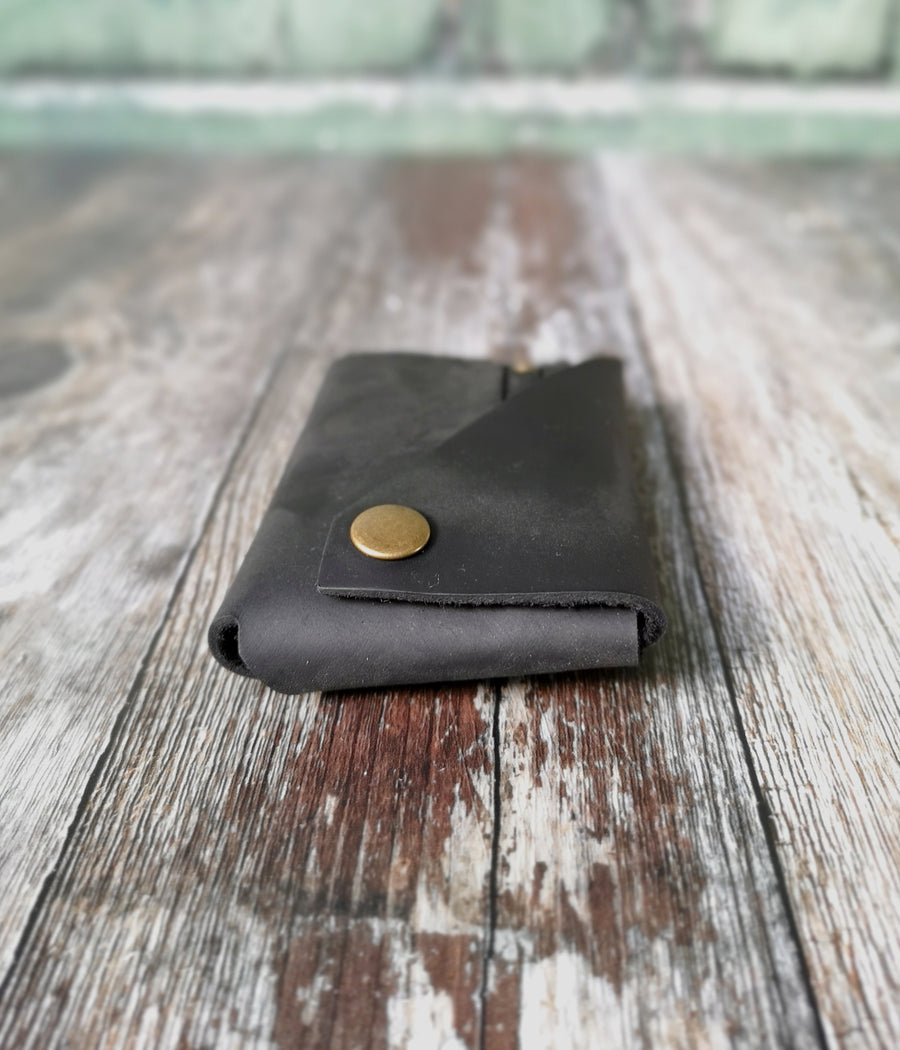 Black Oiled Leather Card Holder - Wild Origin
