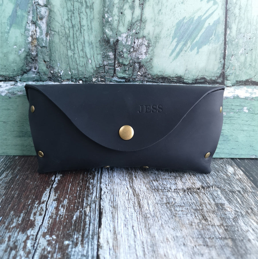 personalised leather glasses case 
