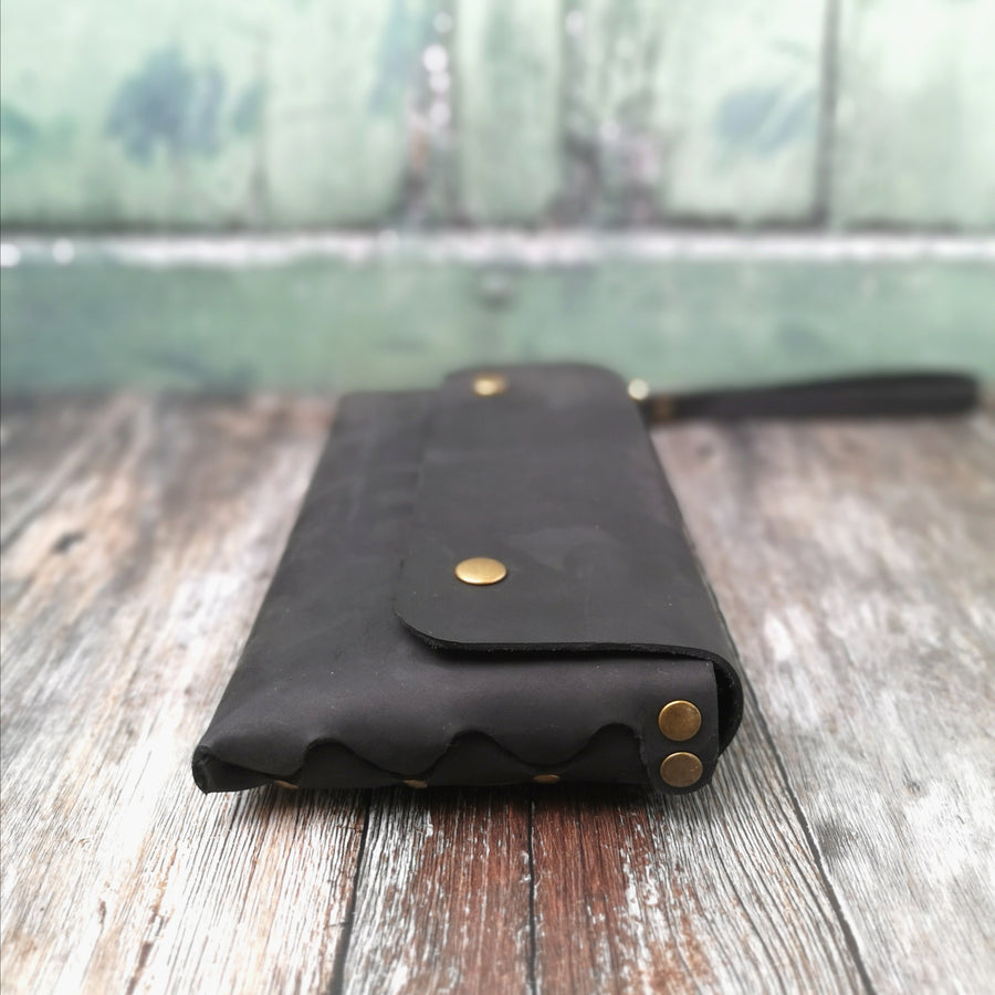 leather clutch bag