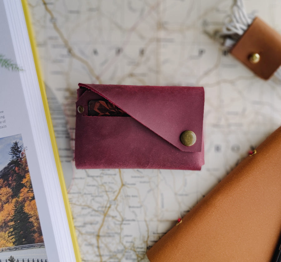 red leather card holder 