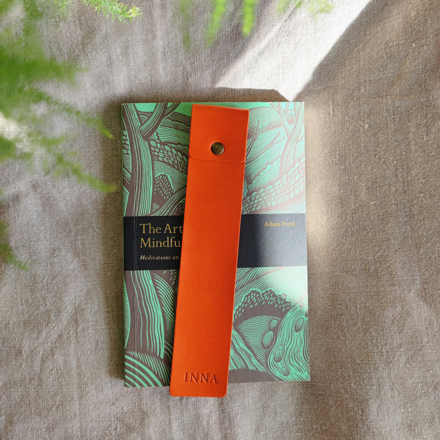 orange leather bookmark 