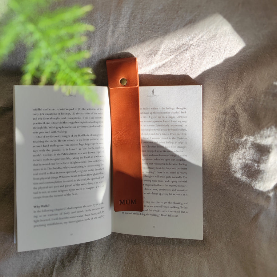 tan leather bookmark 