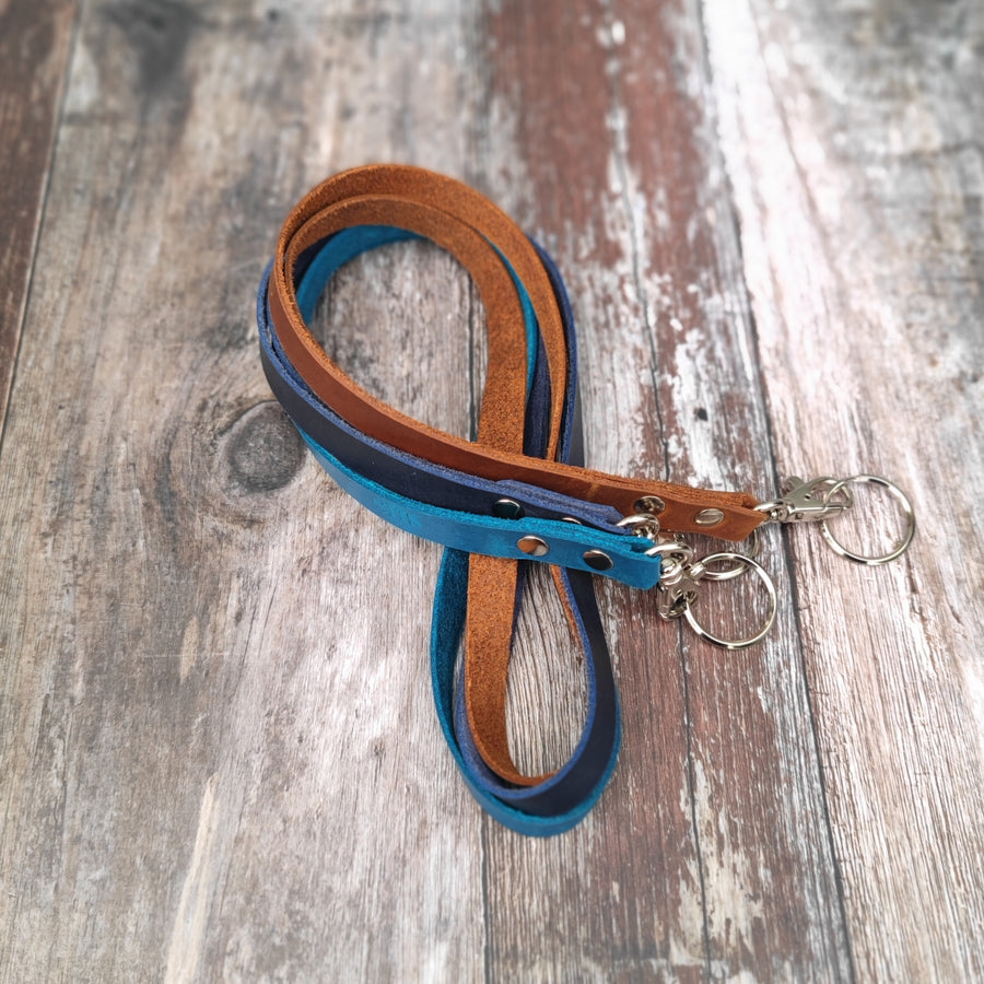 Tan Oiled Leather Personalised Lanyard