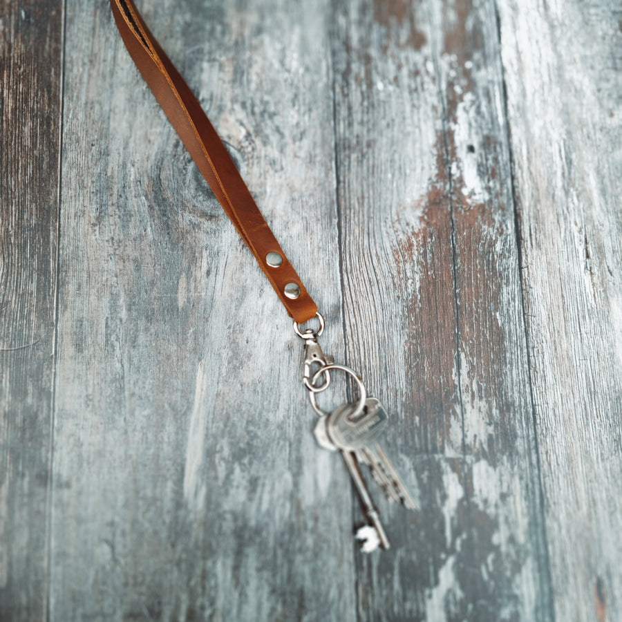 Tan Oiled Leather Personalised Lanyard