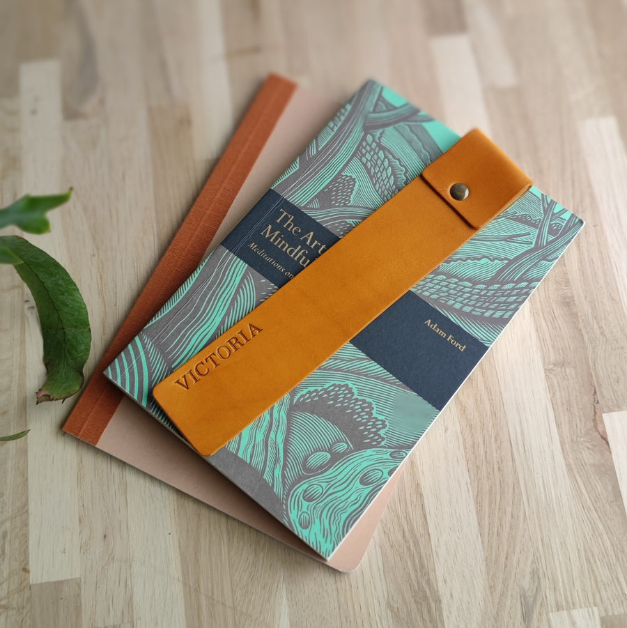 mustard leather bookmark 
