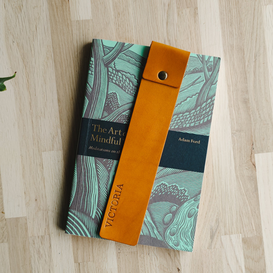 mustard leather bookmark 