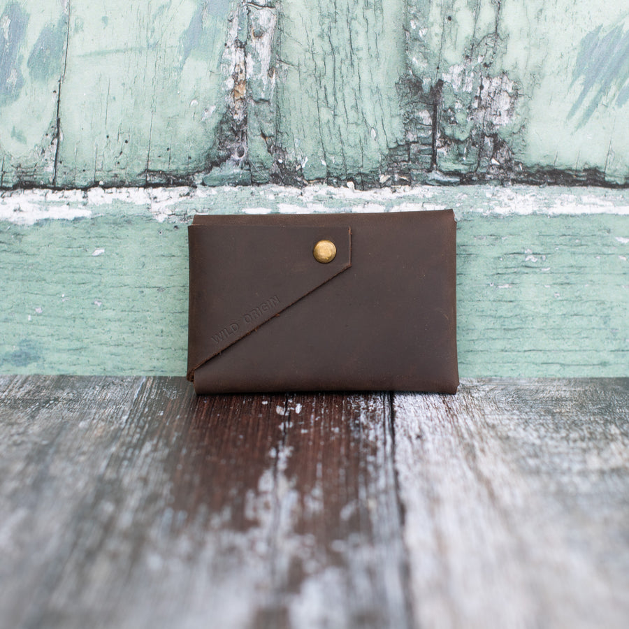 Brown Oiled Leather Card Holder - Wild Origin