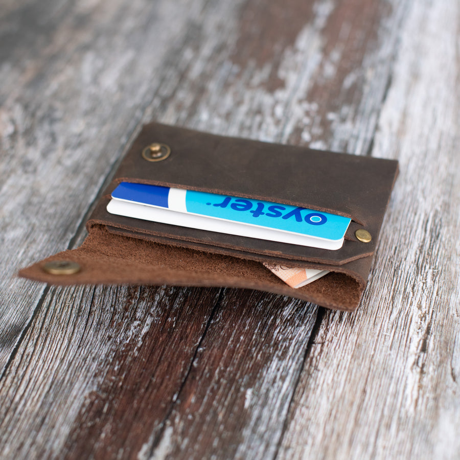 Brown Oiled Leather Card Holder - Wild Origin