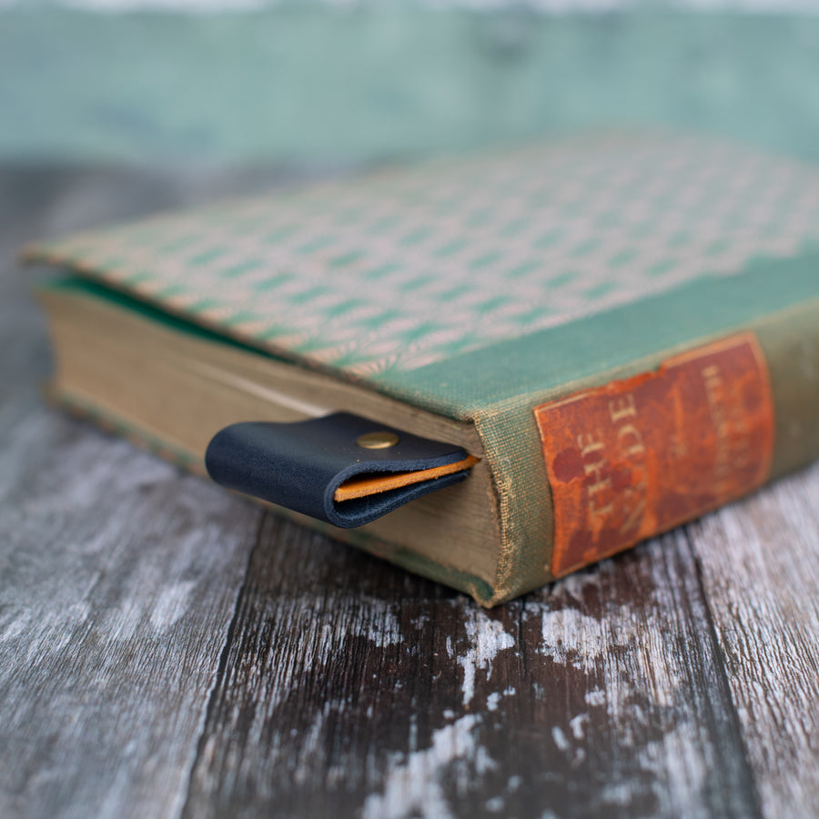 Yellow & Navy Leather Bookmark - Wild Origin