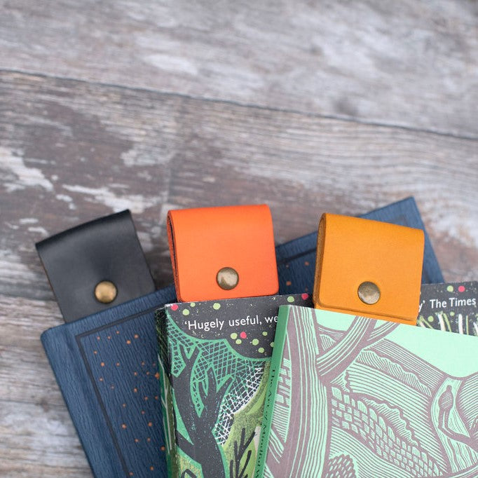 Navy and Yellow Leather Bookmark