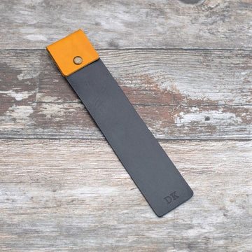 Navy and Yellow Leather Bookmark
