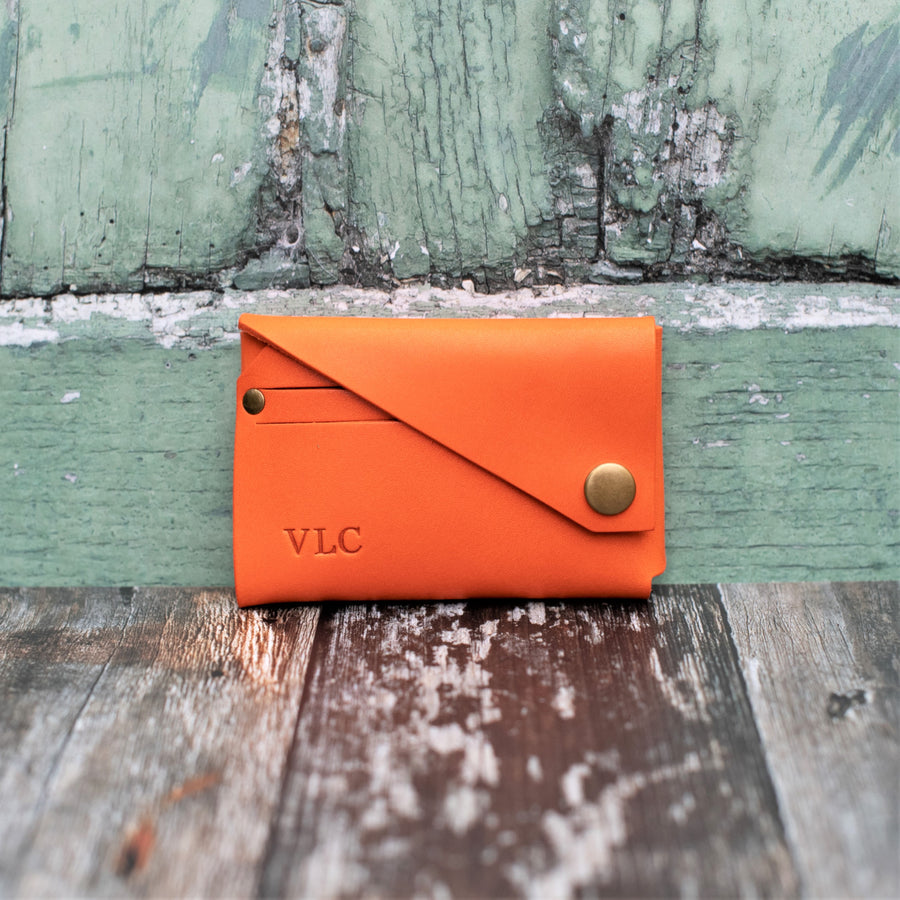 orange Italian leather wallet 
