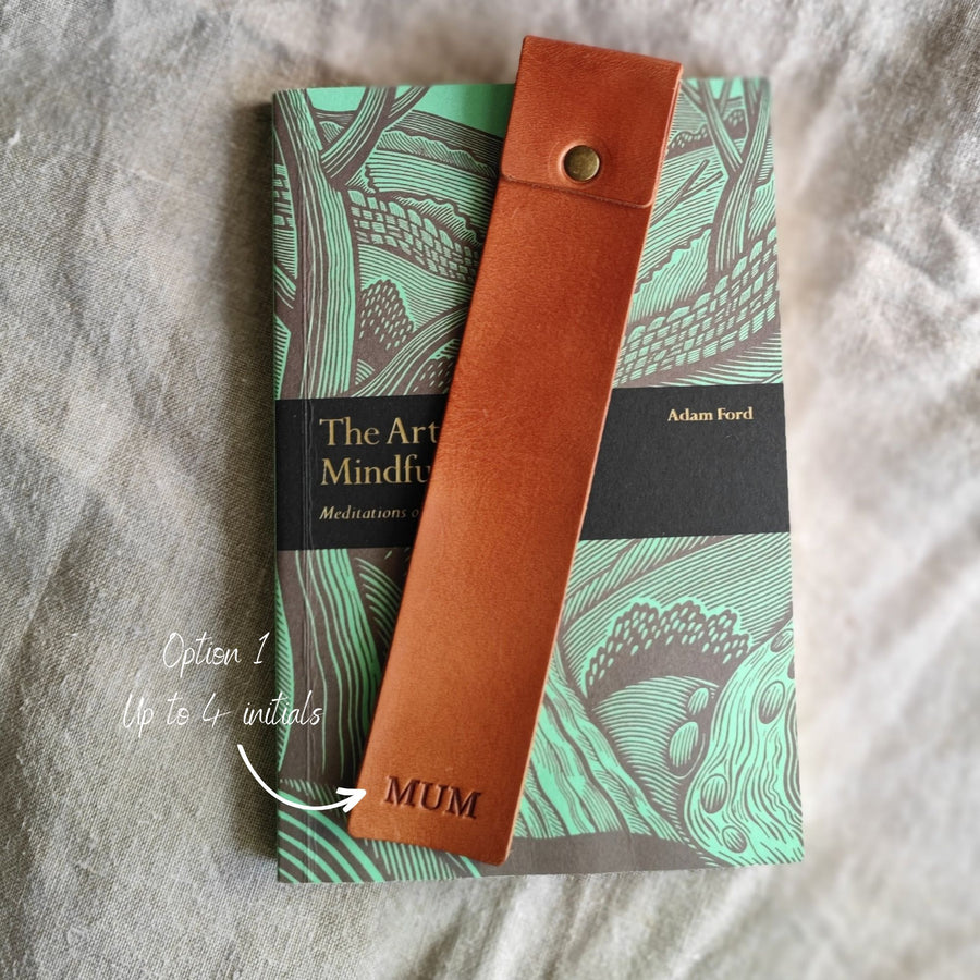 Yellow & Navy Leather Bookmark