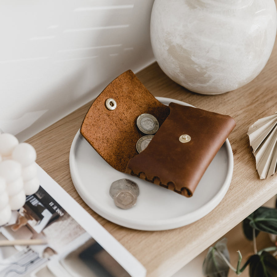 Tan Oiled Leather Interlocked Purse